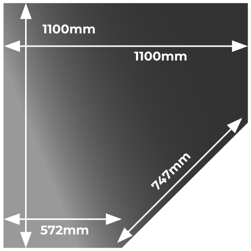 Smoked - Corner Angle Glass Hearth - 12mm x 1100mm x 1100mm 